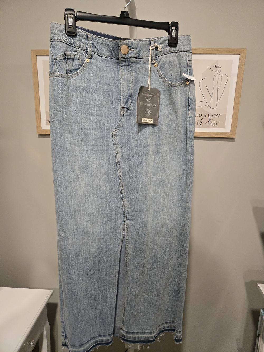 Democracy Light Blue Straight-Leg Denim Maxi Skirt With Ab Technology